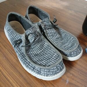 Hey Dude Mens Grey Wally Sox Knit Slip-On Loafers Ash Grey 12